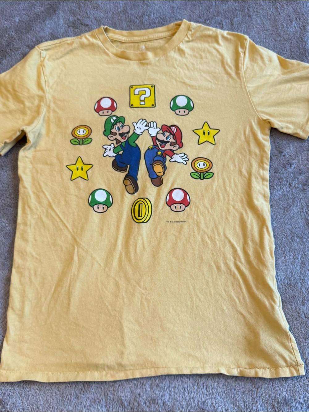 GAP Yellow Super Mario Graphic Tee with Mario & Luigi, XXL